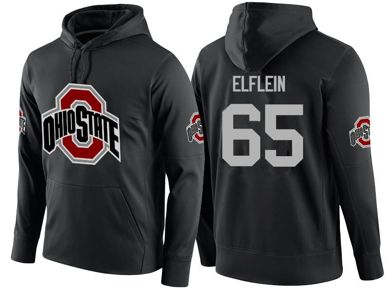 Men Ohio State Buckeyes #65 Pat Elflein Name-Number Hoodies-Black